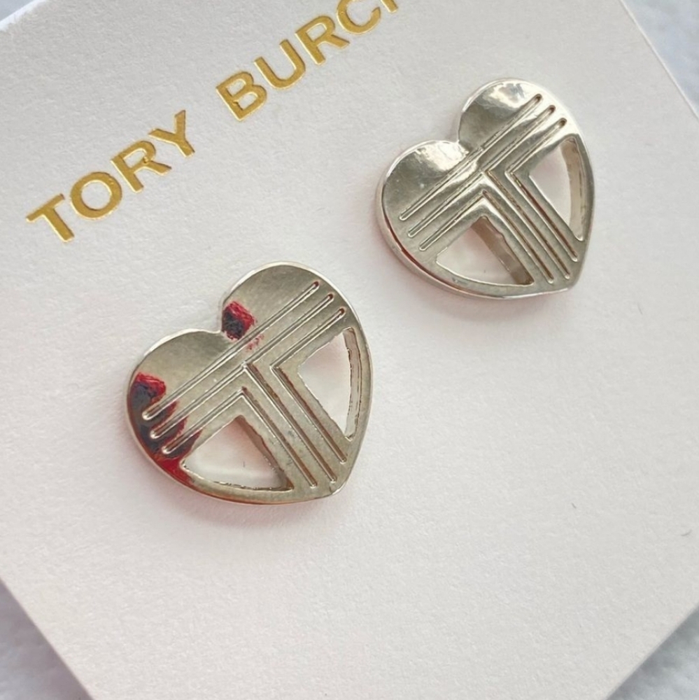 Tory Burch silver heart earrings